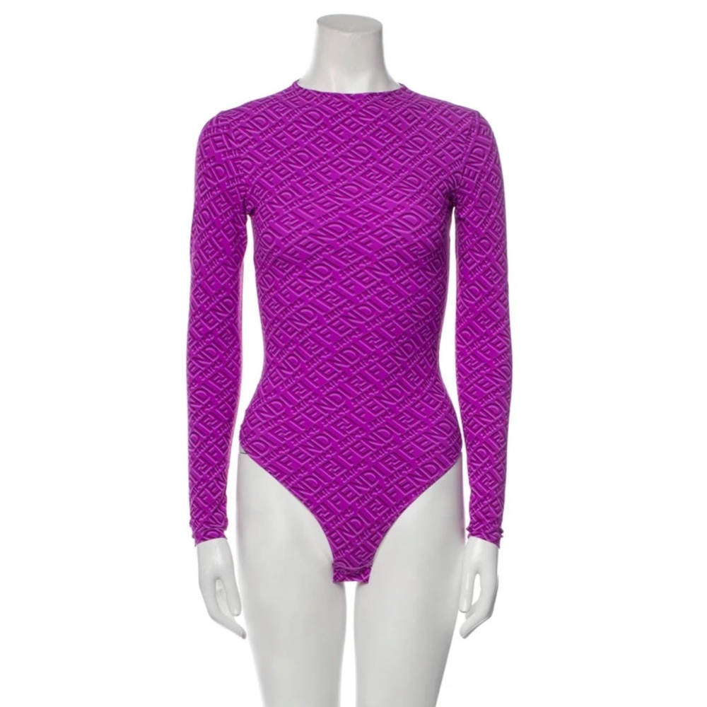 NWT FENDI X SKIMS Printed Crew Neck Bodysuit
